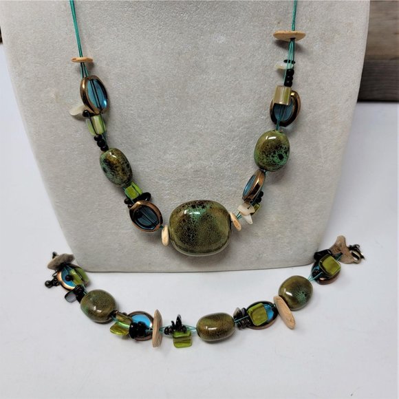 Premier Design Necklace n Bracelet Set Porcelain - Picture 9 of 11